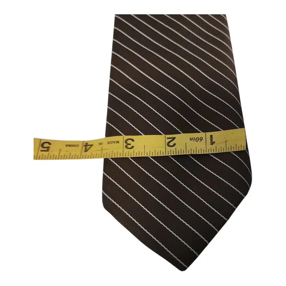 Vintage Men's Tie Brown Striped Classic Necktie England NOS NWT Kings Lynn